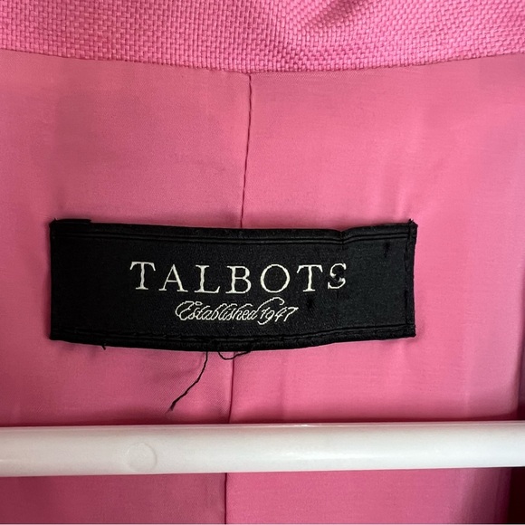 Talbots Linen Blend Blazer Barbie Pink Trapeze Style Women’s Size 14 3/4 Sleeve - Picture 6 of 14